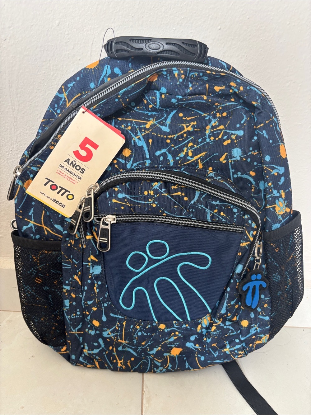 NWT Totto Navy Blue Backpack with Yellow and Light Blue Splatter